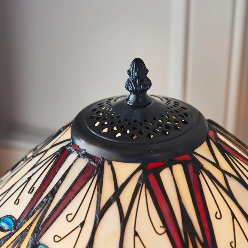 TF Hector Art Nouveau Table Lamp - Stained Glass Shade Decorative Lighting for Living Room or Bedroom T1045