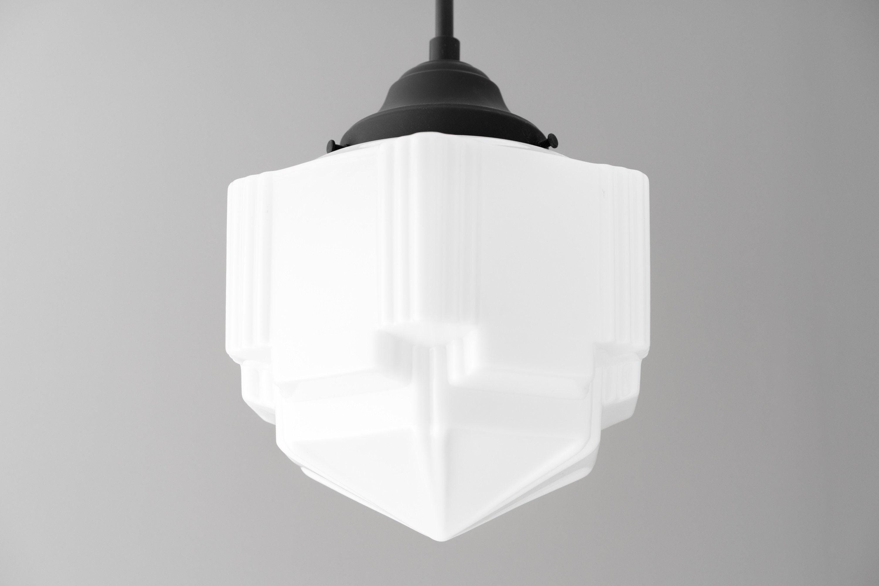 Geotower Glass Modern Pendant Light - Skyscraper Design - Brass or Black or Nickel Finish T340