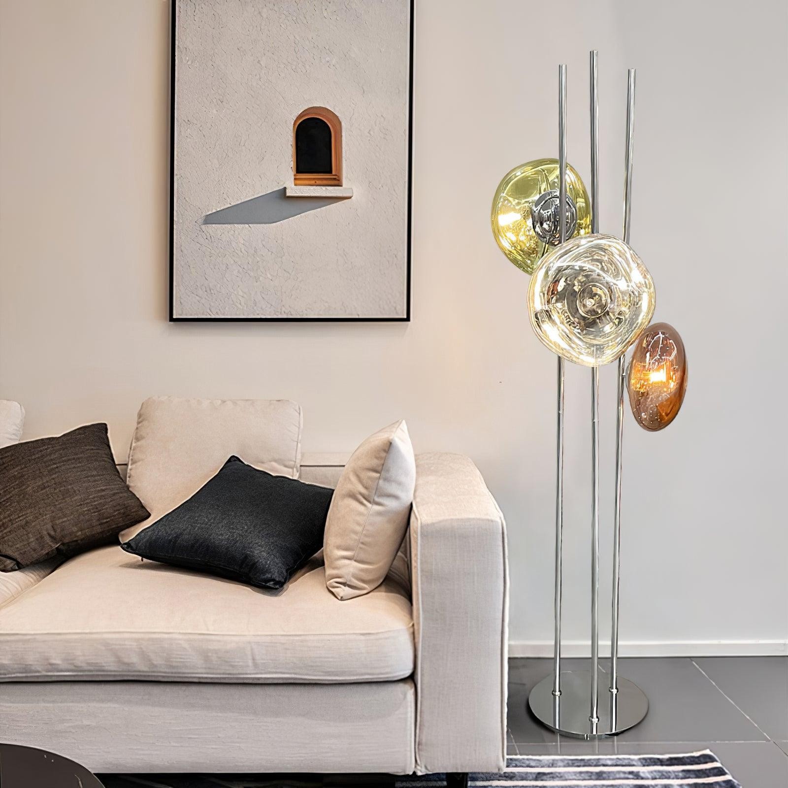 Tricolor Art Textured Glass Floor Lamp M313