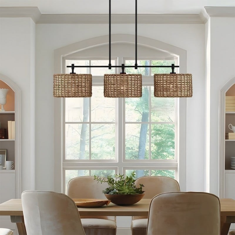 Raphael 3 Light Dimmable Drum Rattan Pendant Lamp S106