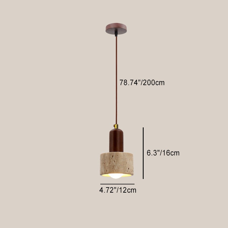 Natural Stone Wood Pendant Light - Minimalist Japanese Dining Lamp M08