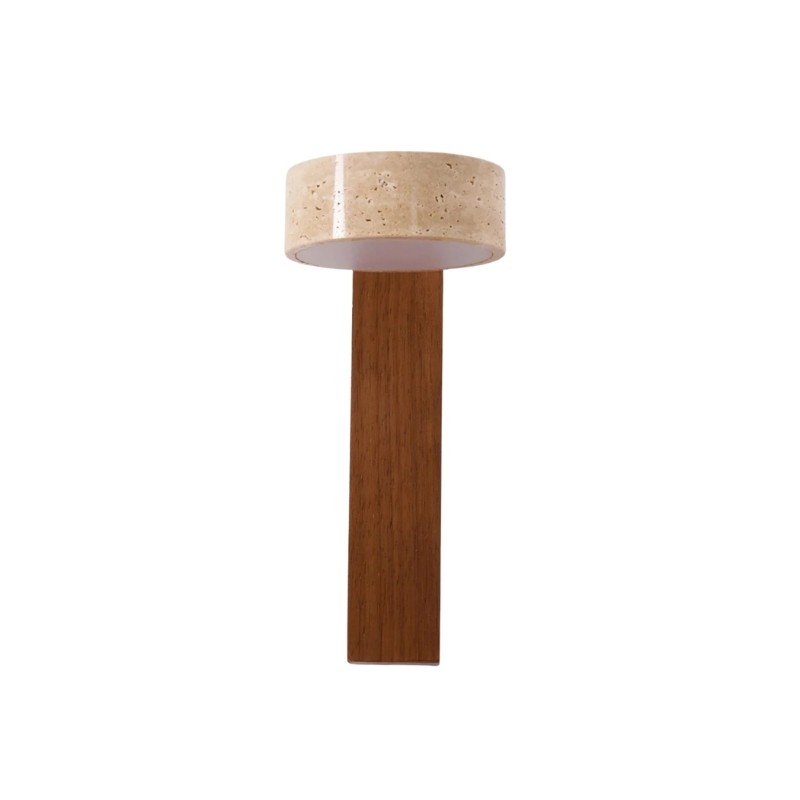 Vintage Rotatable Wall Lamp - Travertine Base & Wooden Stand S312