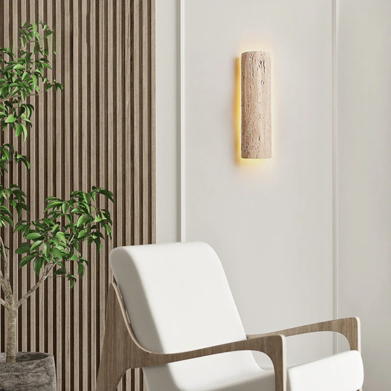 Minimalist Travertine Stick Rod Stone Accent Wall Sconce S328