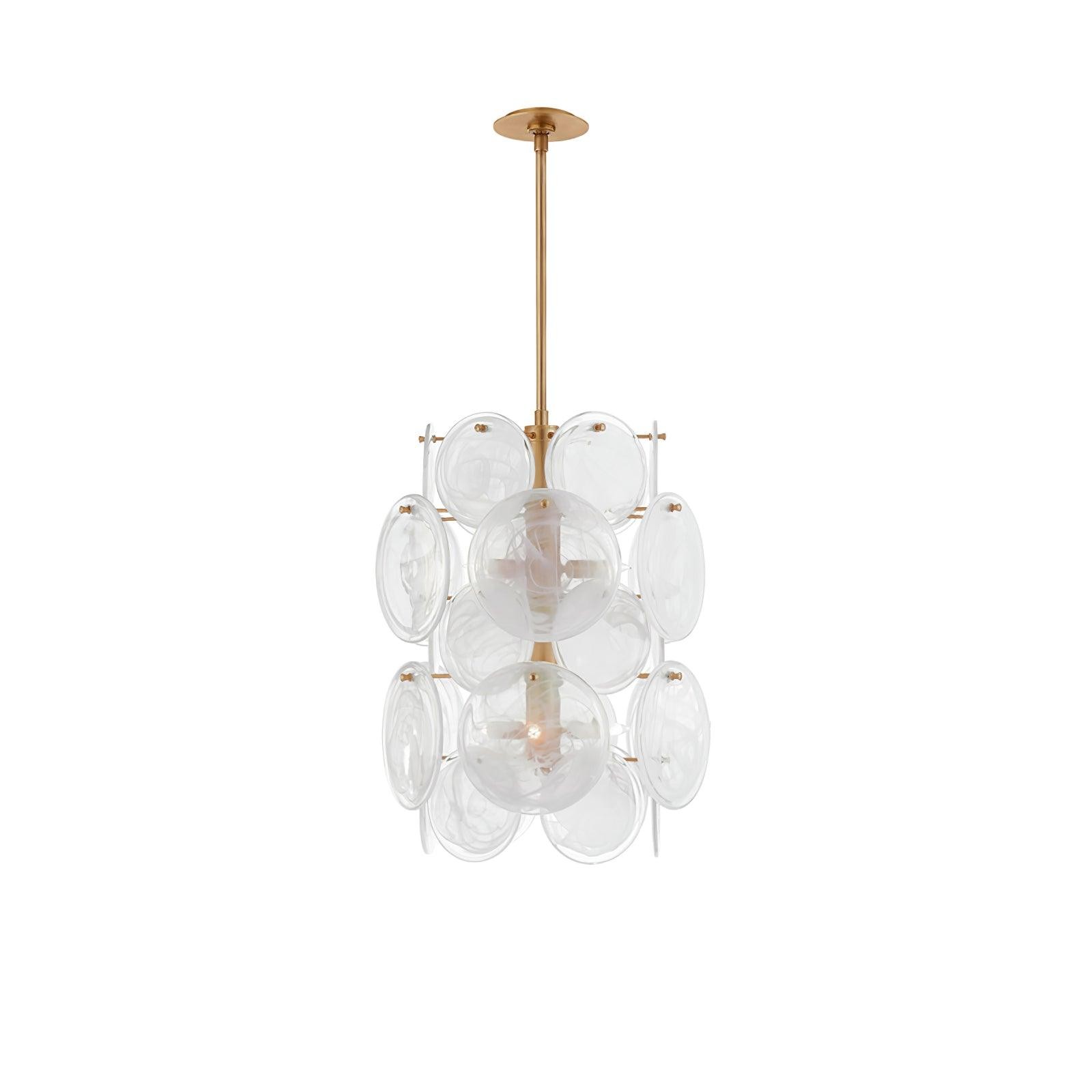 Brass Discs Cascading Chandelier M471