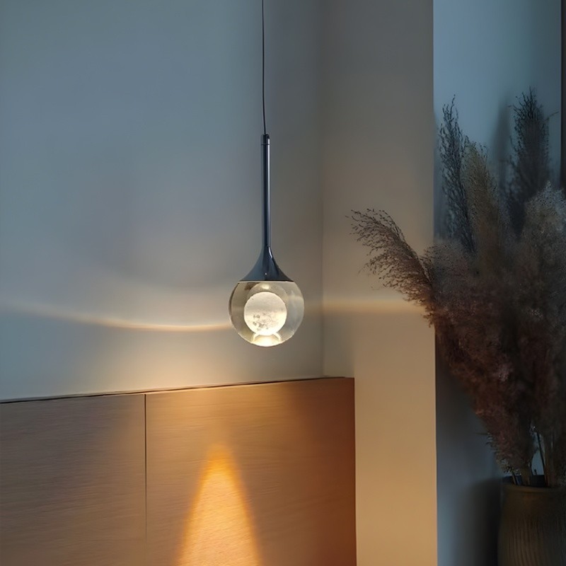 Moon Clear Glass Ball Pendant Light S205