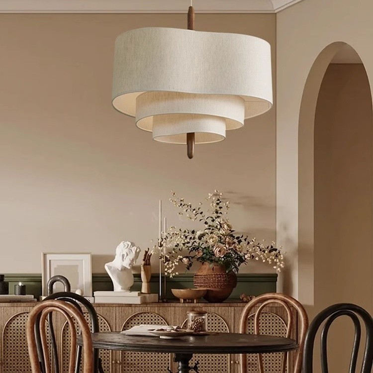 Lustrous Fabric Pendant - Nordic Retro Ceiling Light for Living Room M46