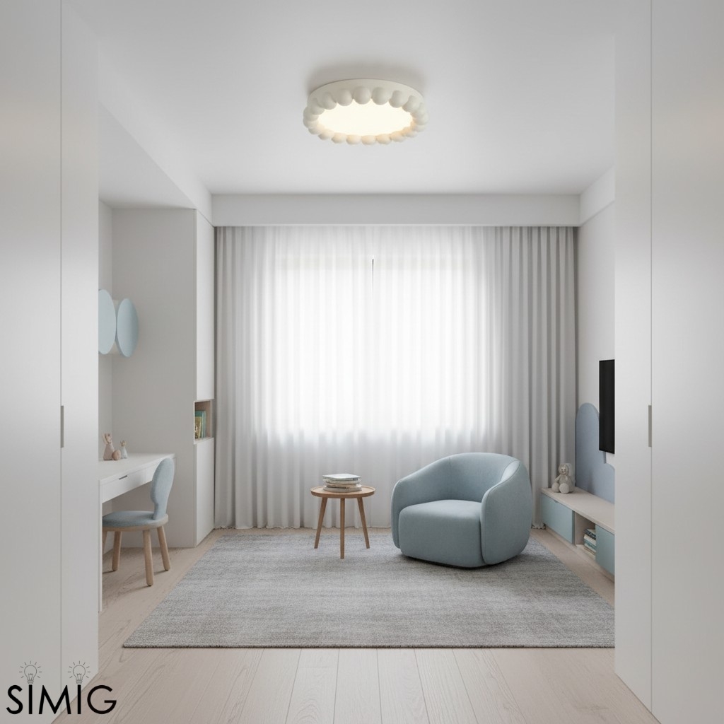 Orilux Resin Acrylic Cream Round Ceiling Lamp – Bedroom and Office T562