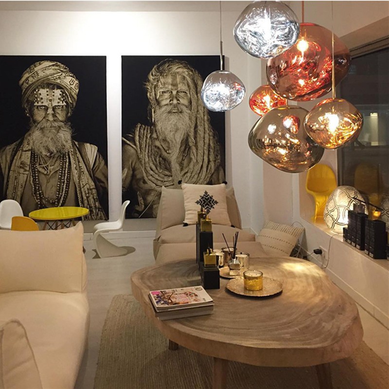 Glass Dynamic Pendant Light - Artistic Metallic Glow Pendant for Dining Area S54