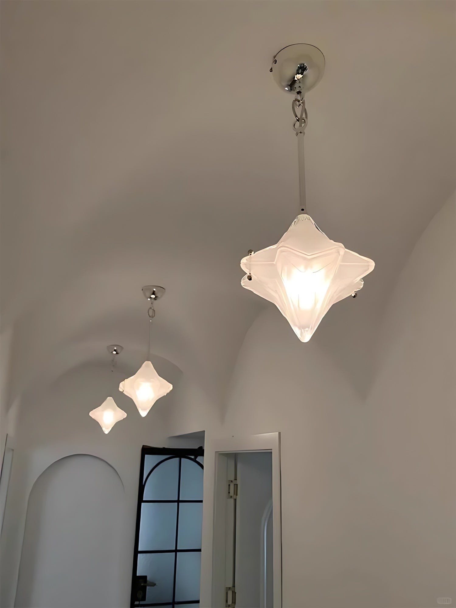 Art Deco Astris Elara Star Pendant Light - Frosted Glass Pendant with Geometric Style T434