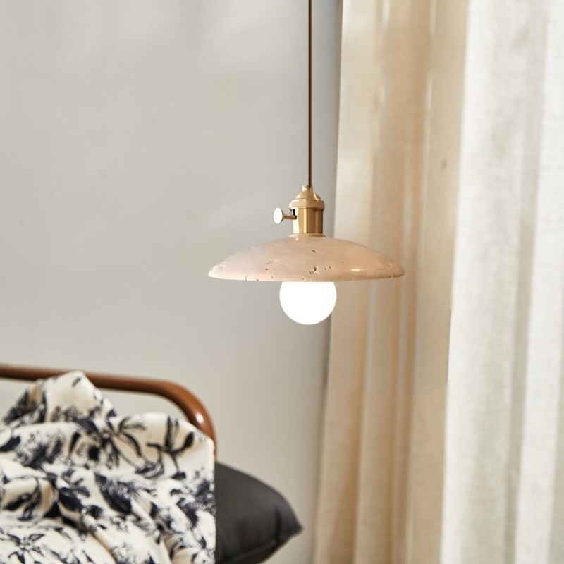 Modern Travertine Pendant Lamp – Antique Copper Fixture S279