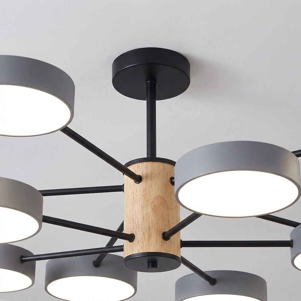 Modern Branch Design Chandelier - Wooden Sputnik LED Light for Dining Room S387