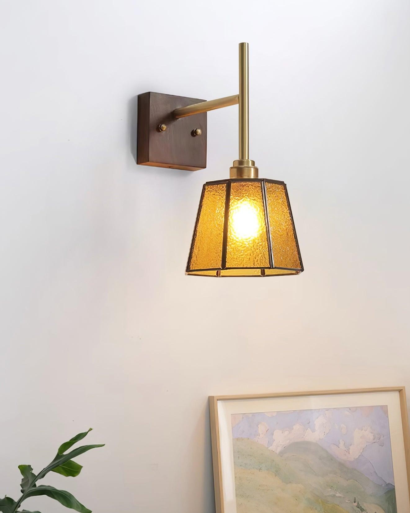 Vintage Brass Walnut Wall Lamp M207