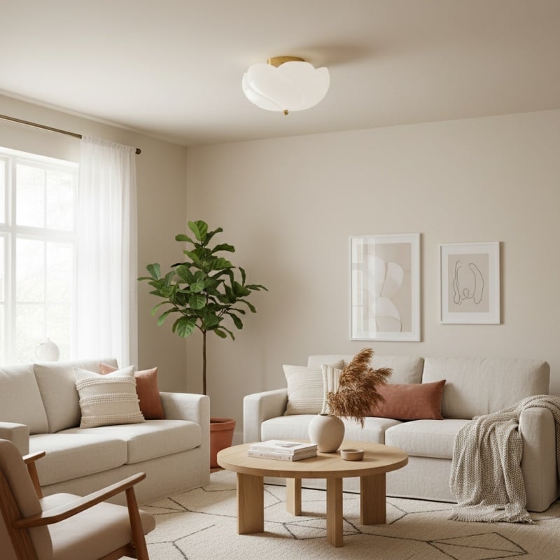 Modo Ceiling Light - Minimalist Glass Shade with Sleek Brass Frame for Dining Room or Office T729