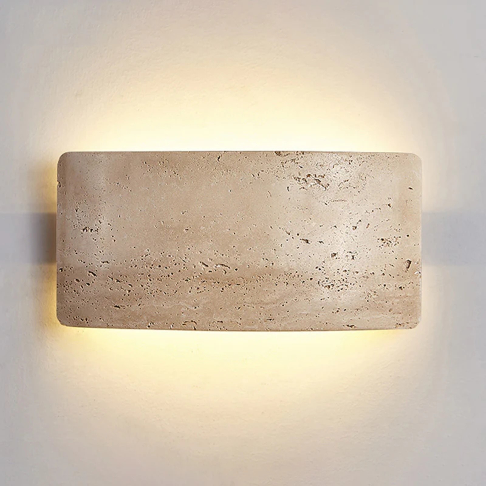 Mask-Shaped Travertine Wall Lamp - Artistic Modern Accent for Living Room S324