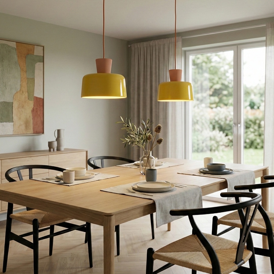 Chromara Colorful Bowl Pendant Light - Retro Iron Lamp for Dining T1159