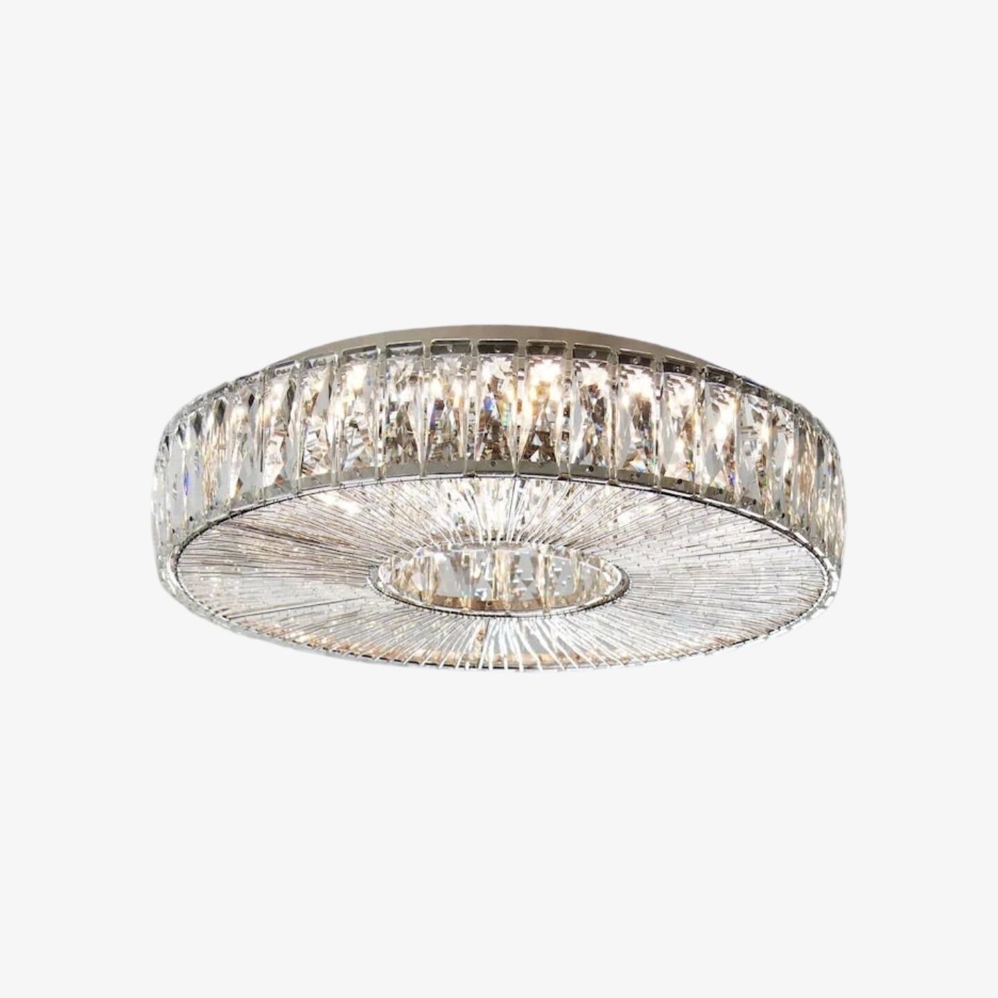 Glomar Glass Round Flush Ceiling Light - Modern Metal Glass Finish Living Areas T542