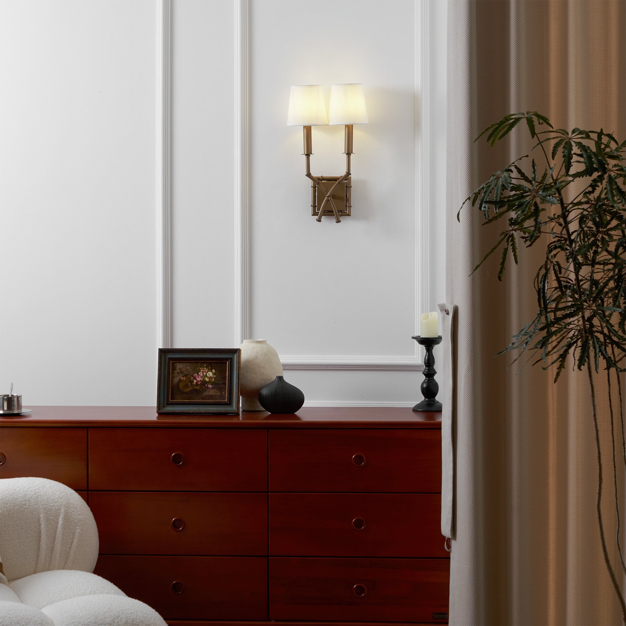 Double Arm Bamboo Sconce T1810