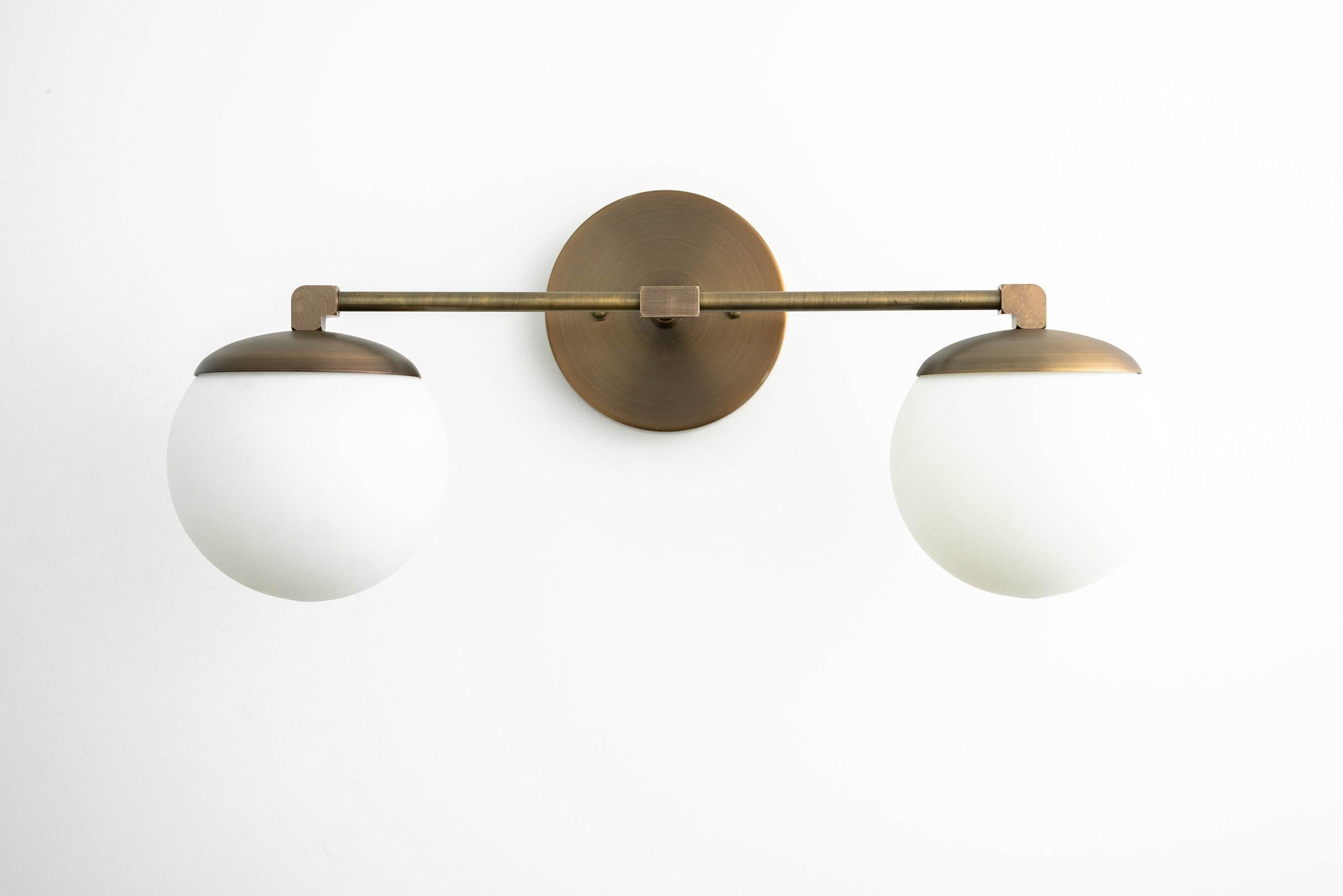 Glorica Glass Vanity Light - Art Deco Brass Wall Globe Fixture Modern T392