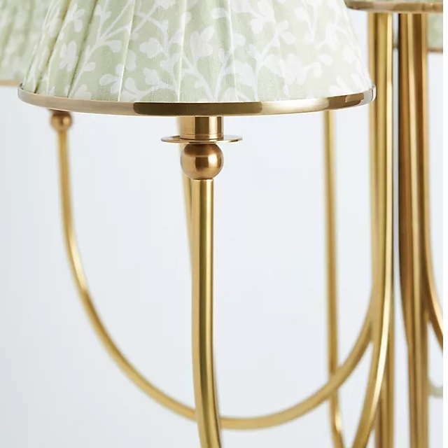 Ruchee Chandelier - Layered Fabric Shade Brass Ceiling Light for Dining or Living Spaces T710