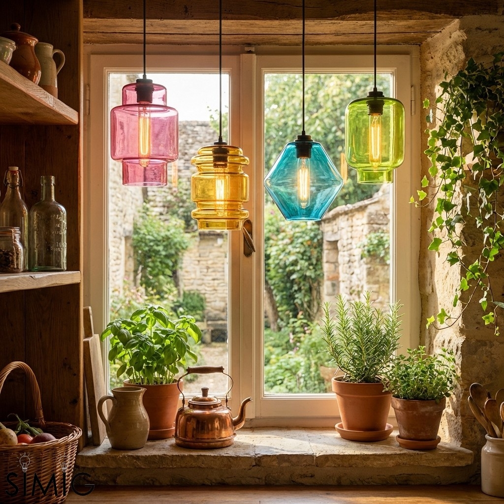 Modern Geometric Glass Pendant Light - Home Decor Multiple Colors Lighting S377