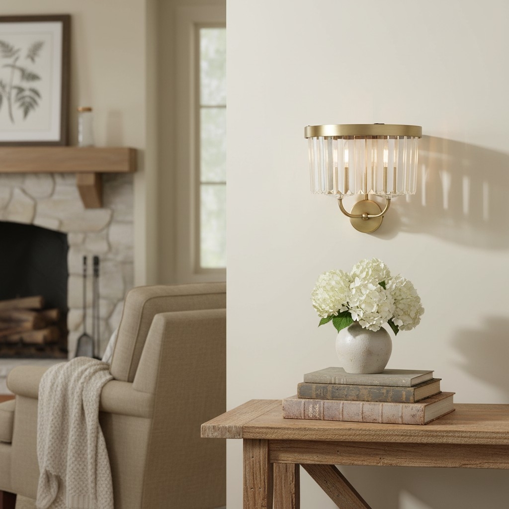 Beveline Faceted Clear Cut Glass Wall Light - Classic Metal Sconce for Hallway and Living Room T886