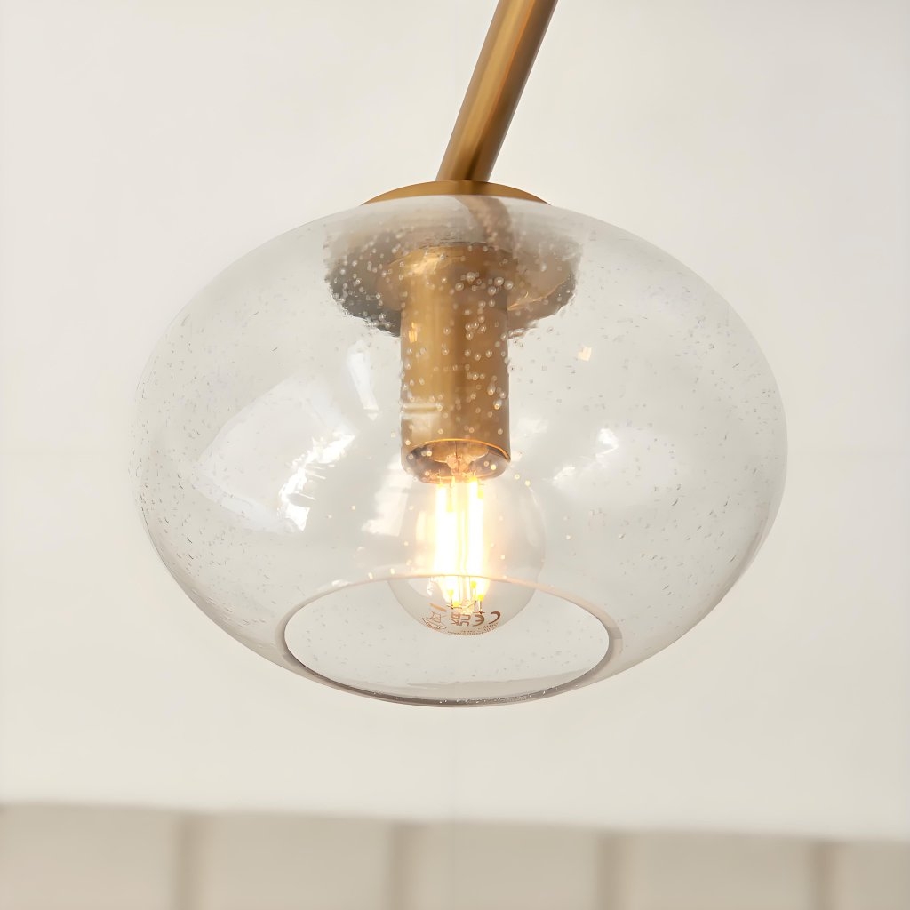 Bublaris Bubble-Glass Semi-Flush Ceiling Light - Curved Brass Arms for Living Room or Hallway T959