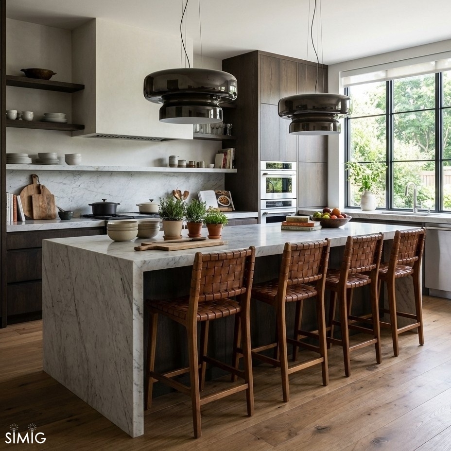 Minimalist Pendant Light - Bohemian Glass and Metal for Dining Room M388
