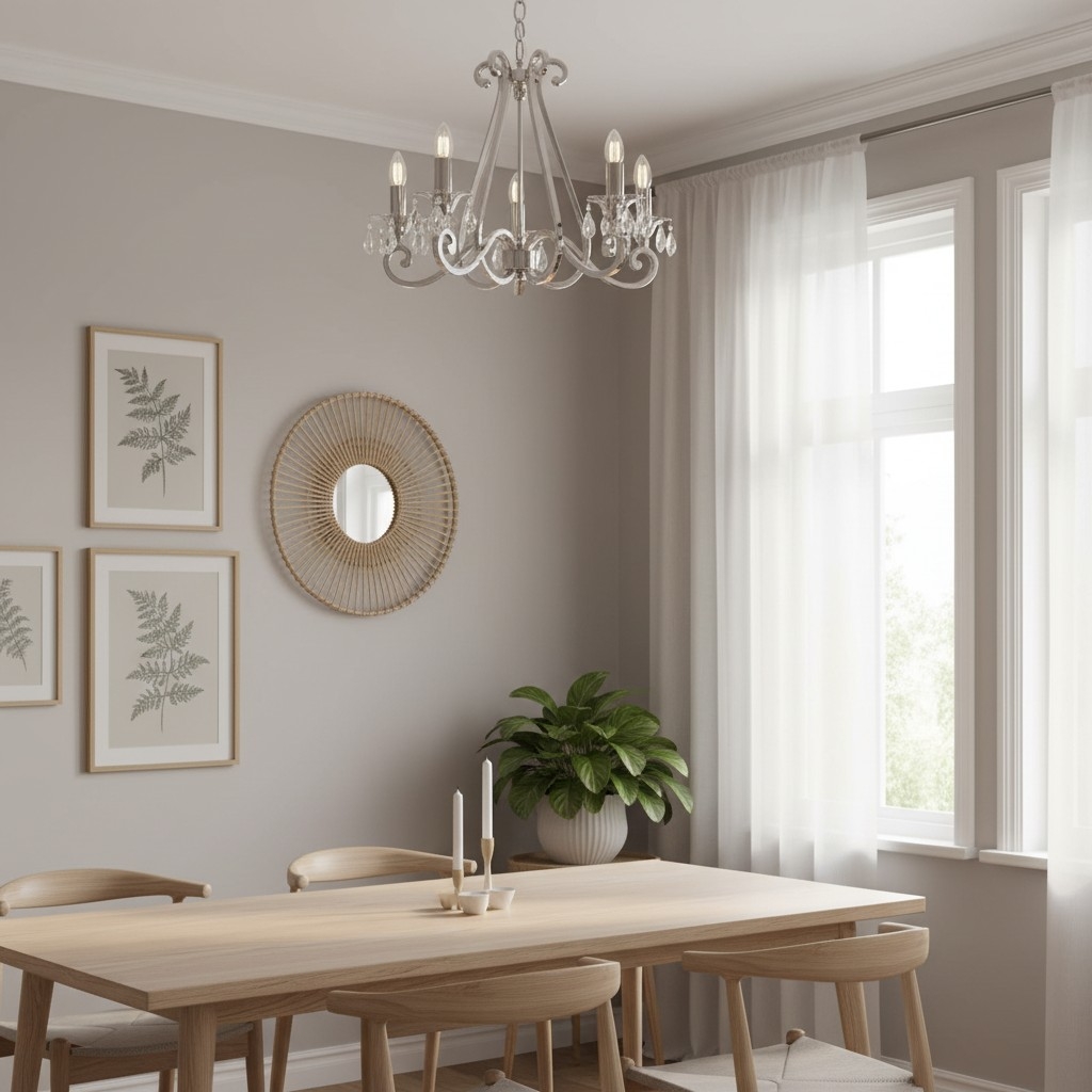 Talonis Crystal Chandelier - Traditional Candle-Style Brass and Nickel for Living Room and Dining Room T962