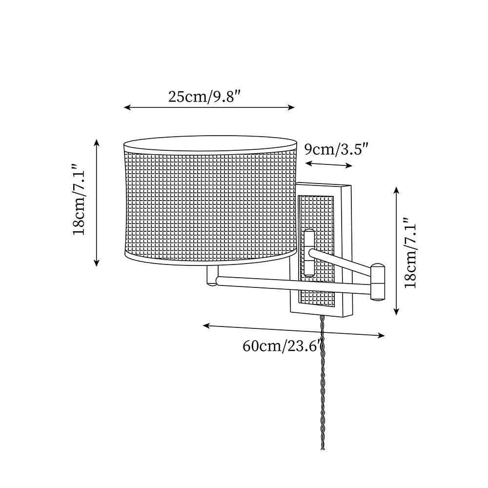 Rattan Swing Arm Wall Lamp P013