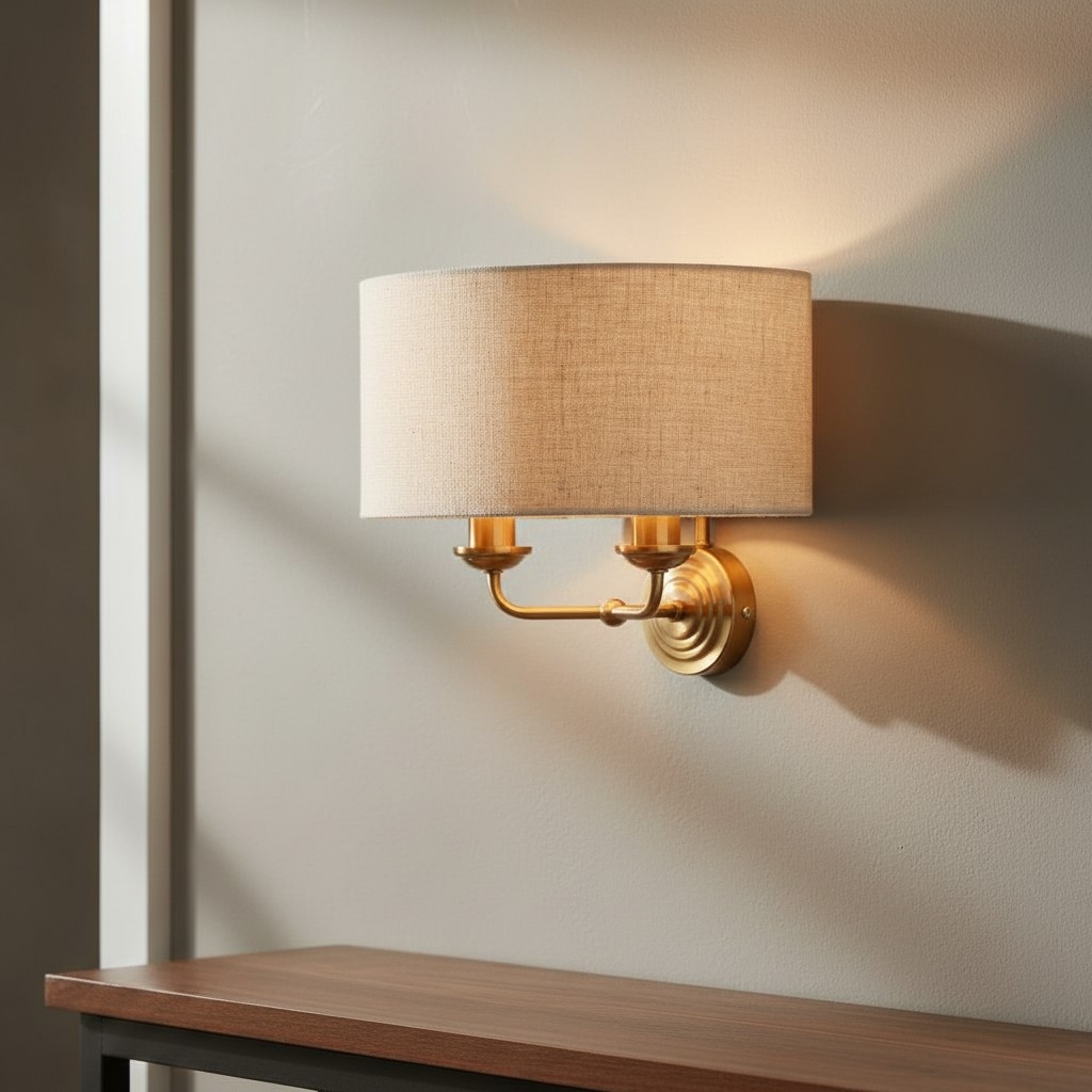 Tela Classic Wall Sconce - Elegant Fabric Shade with Metal Finish T654