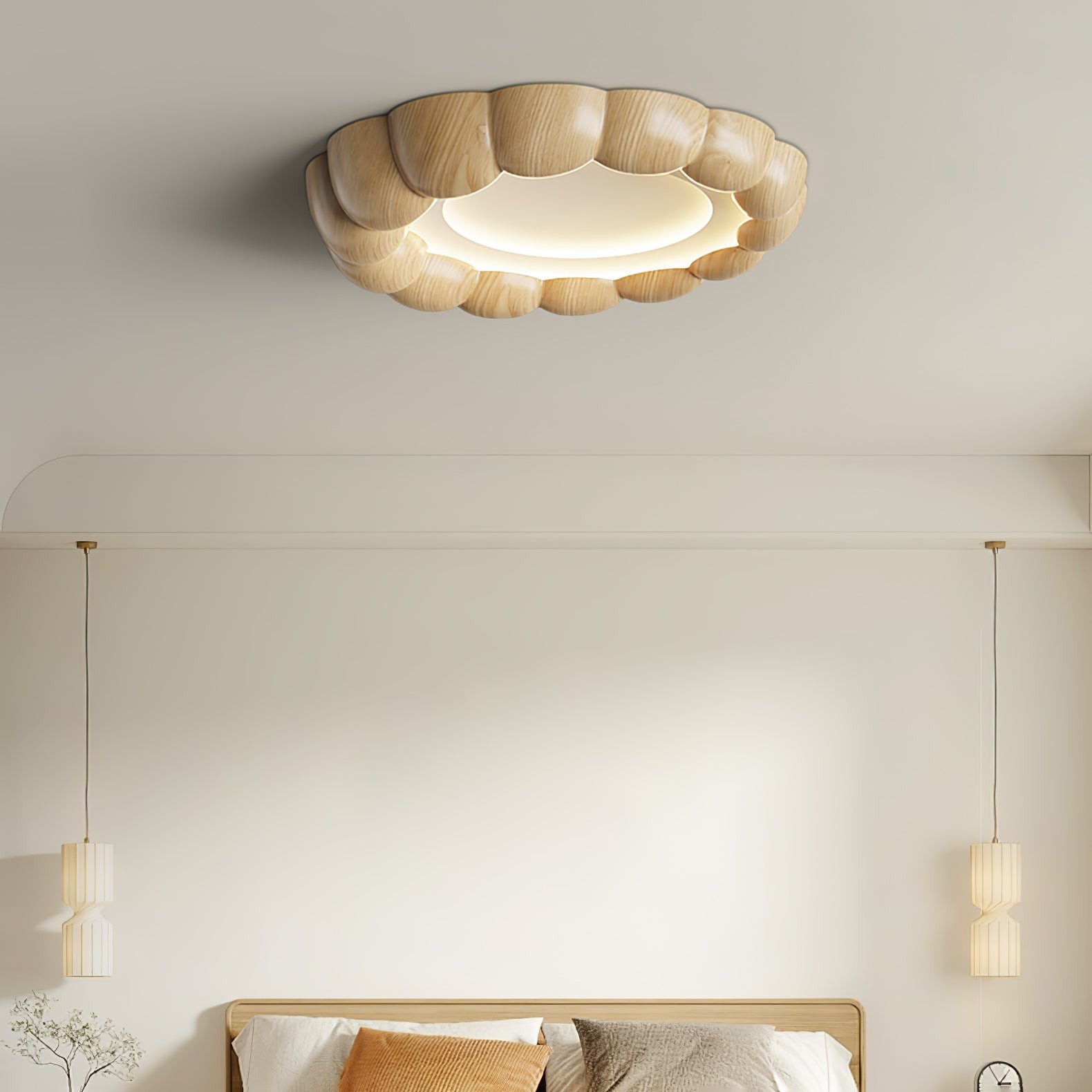 Faux Wood Ripple Ceiling Lamp M456