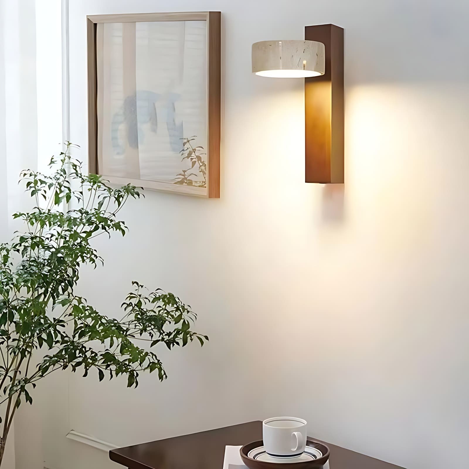 Travertine Cylinder Shade Lamp - Vintage Wall Sconce for Hallway M13