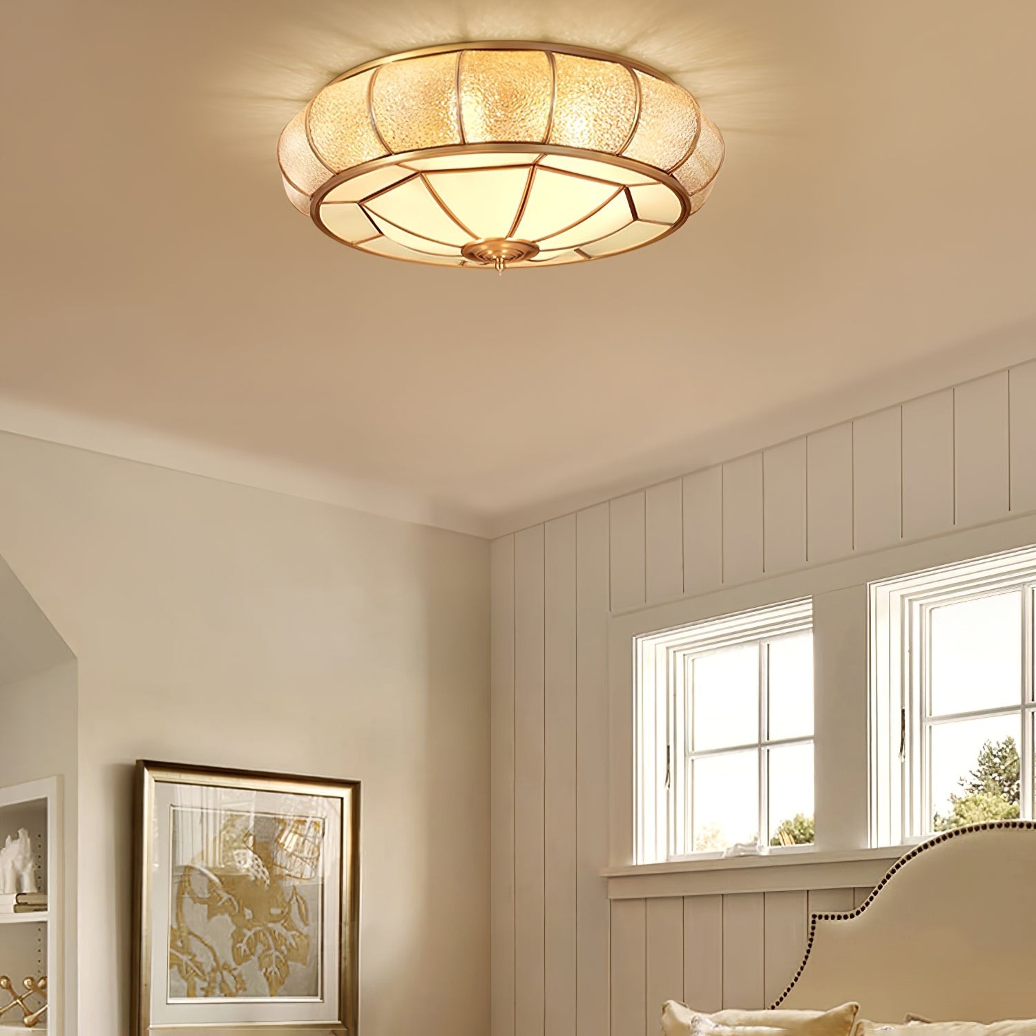 Round Textured Glass Ceiling Light M416
