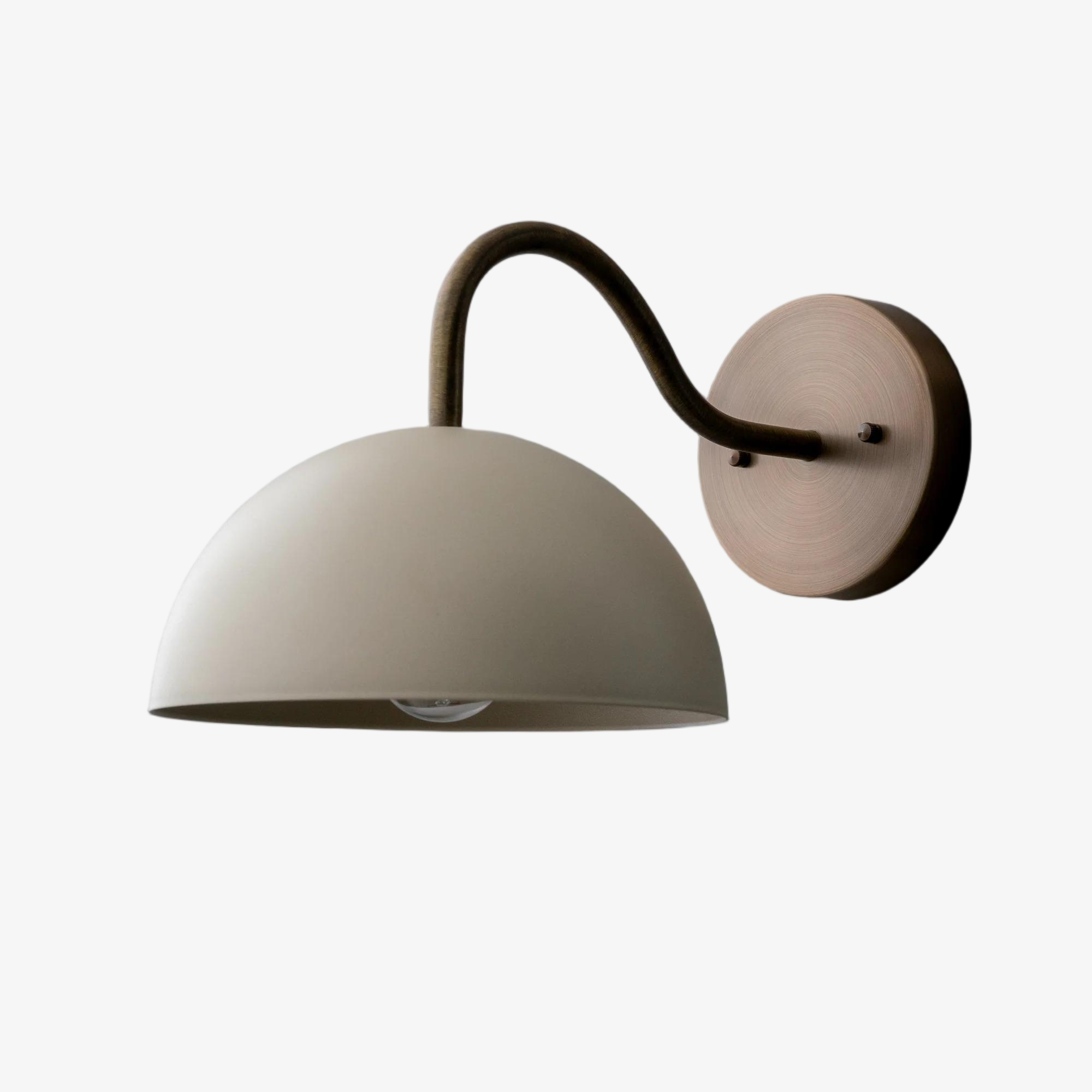 Curva Metal  Industrial Wall Sconce - Curved Brass Arm - Hammered Dome Light Fixture T408