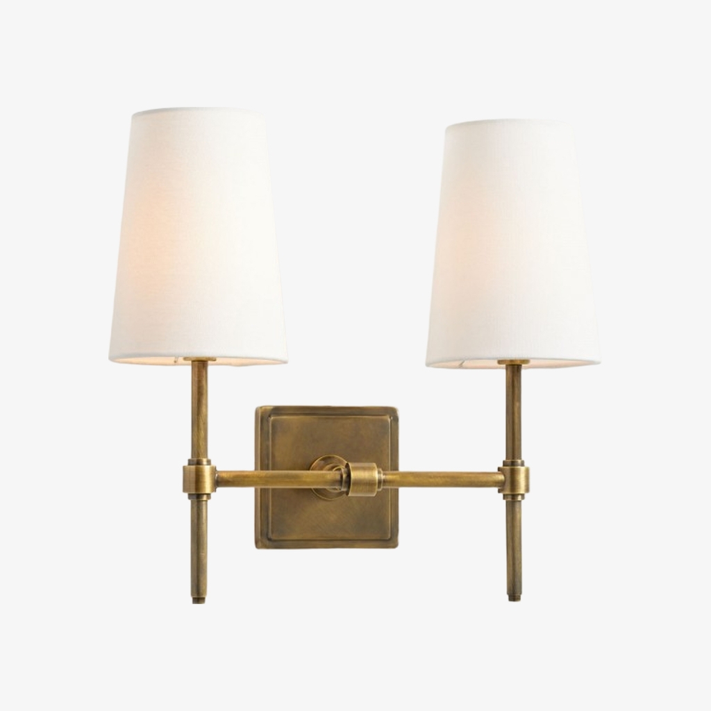 Derlina Stylish Retro Wall Lamp with White Linen Shades – Modern Industrial Design for Any Room T273