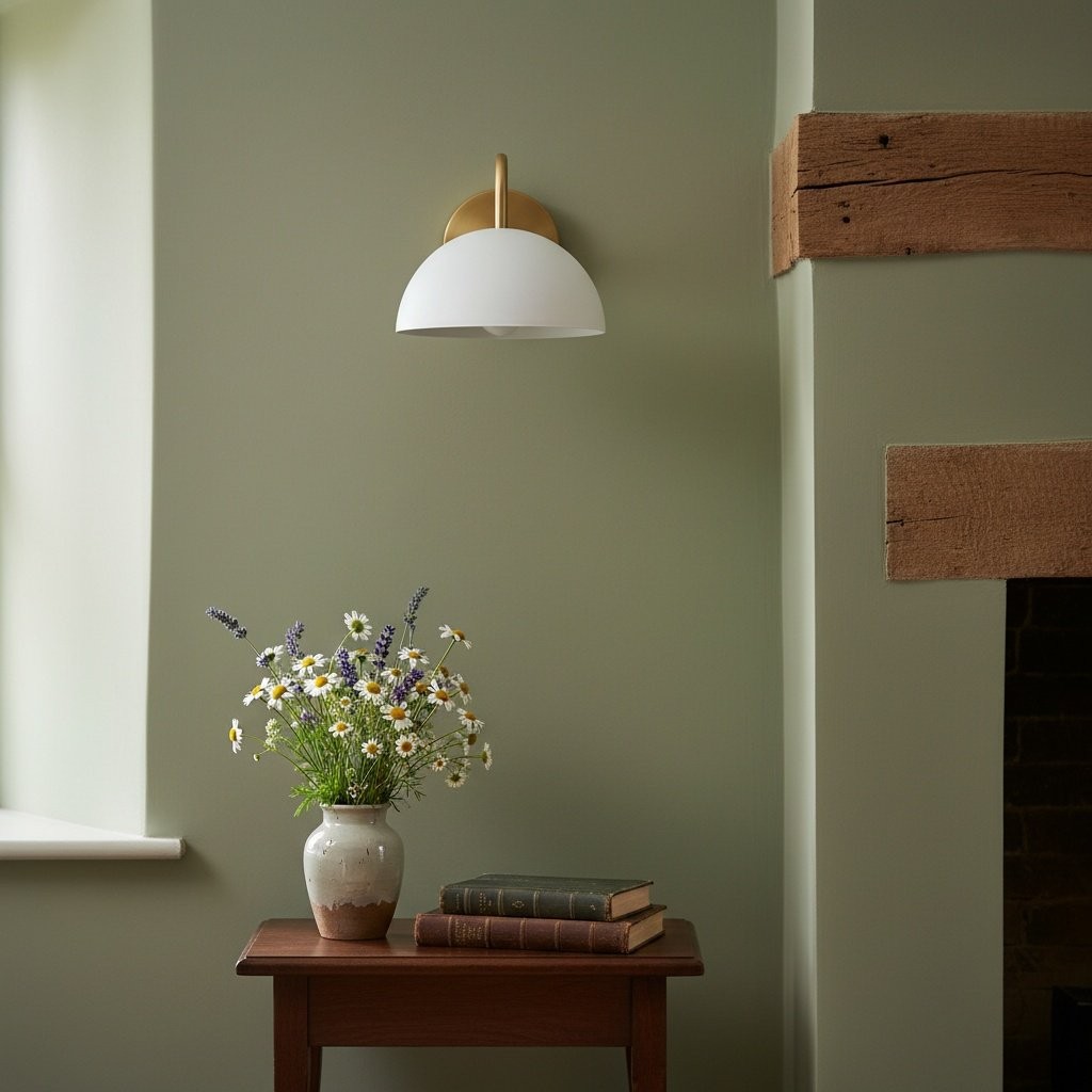 Curva Metal  Industrial Wall Sconce - Curved Brass Arm - Hammered Dome Light Fixture T408