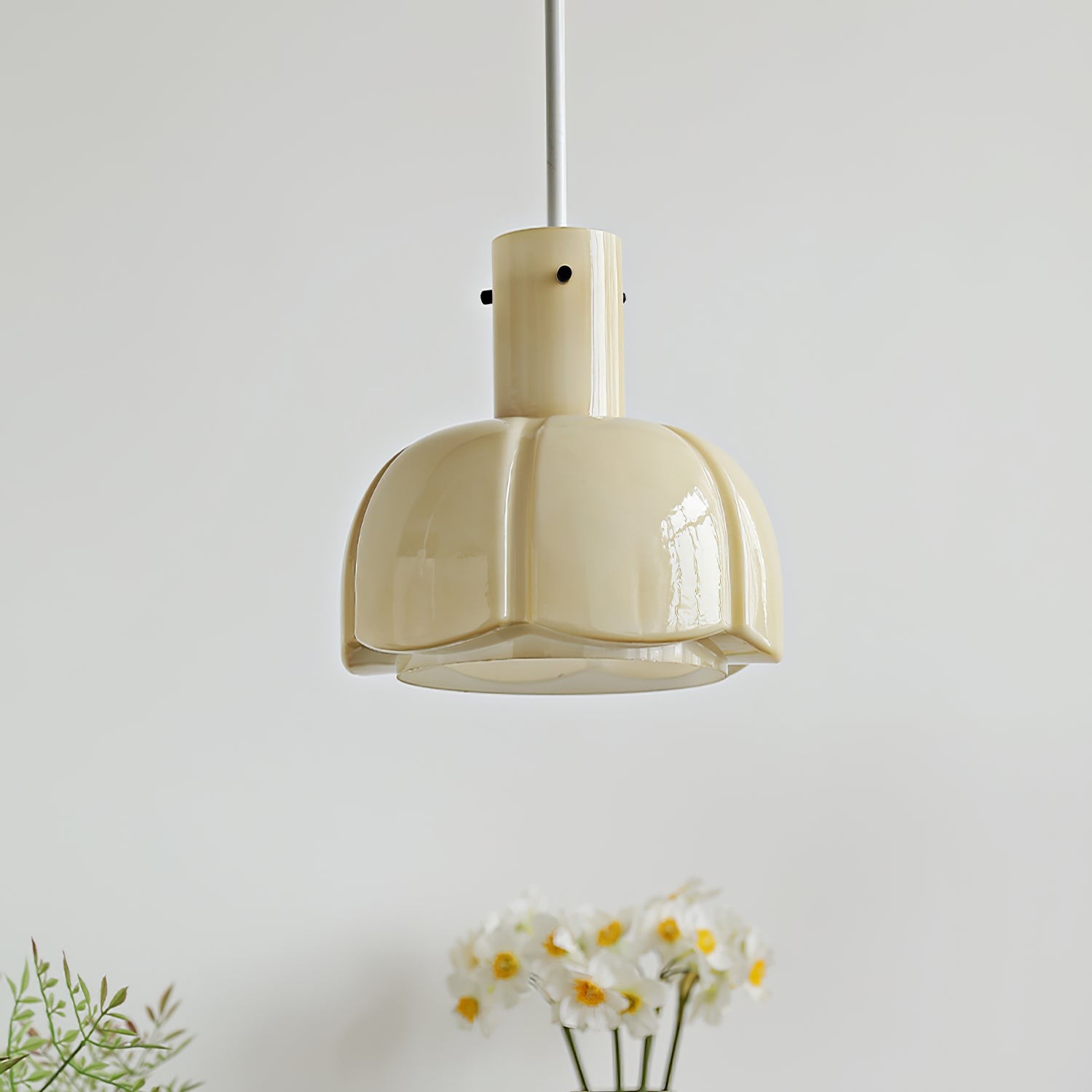 French Pastoral Style Petal Glass Pendant Light M23