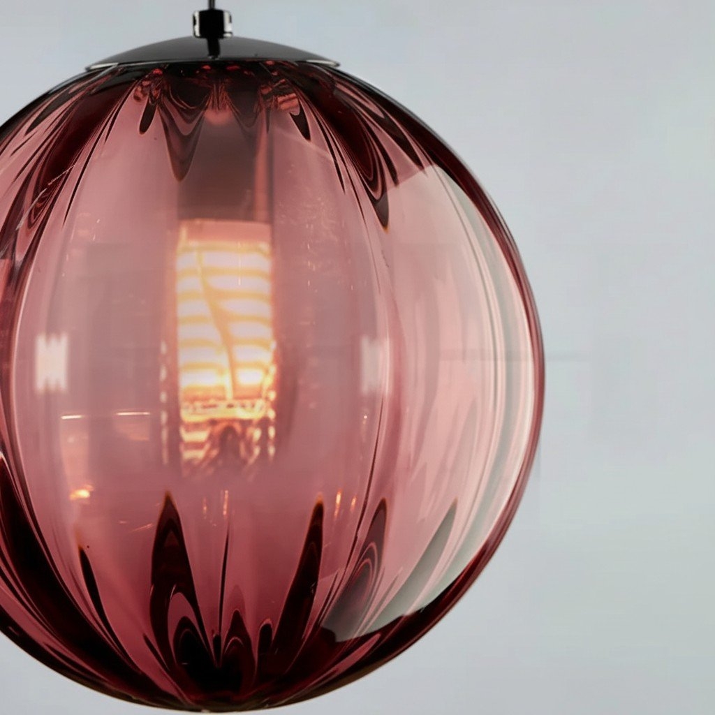 Lunorie Iron Metal Glass Globe Pendant Light - Sculpted Adjustable Pendant for Dining Spaces T570