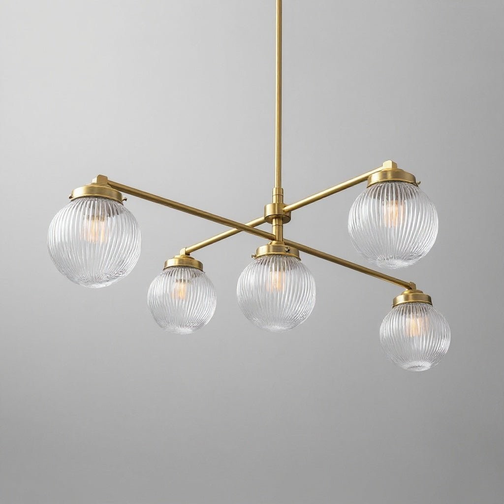 Glorica Glass Frosted Glass Globe Chandelier - Brass Modern Lighting for Living Room T379