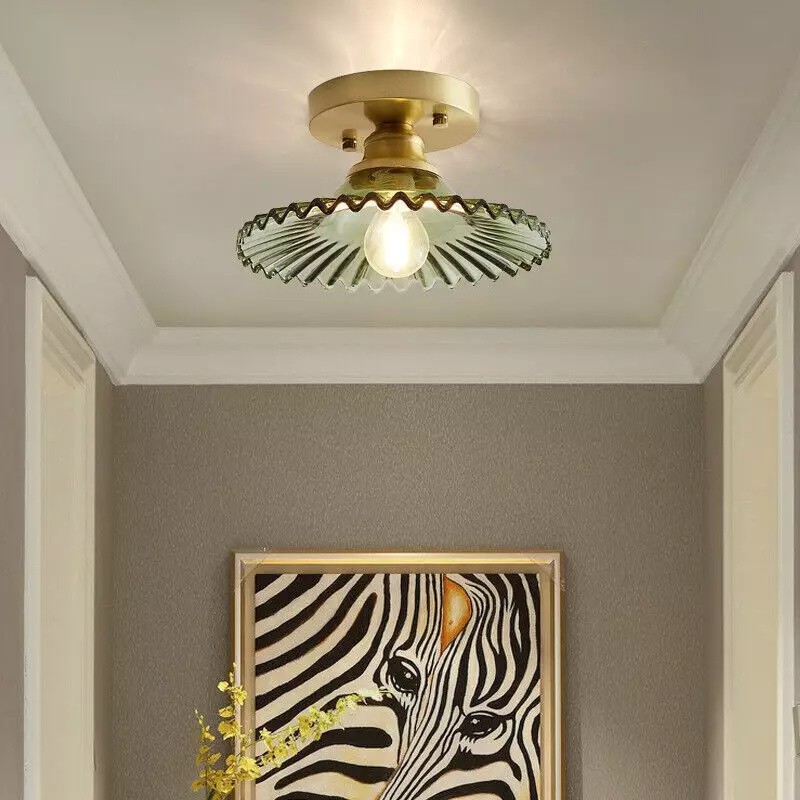 Japanese Retro Glass Ceiling Lamp For Bedroom Hallway S62