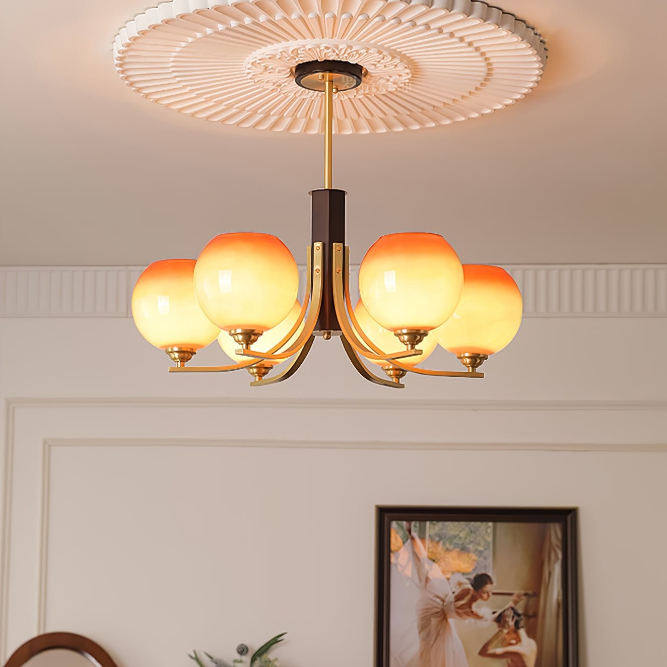 Vintage Caramel Globe Chandelier M398