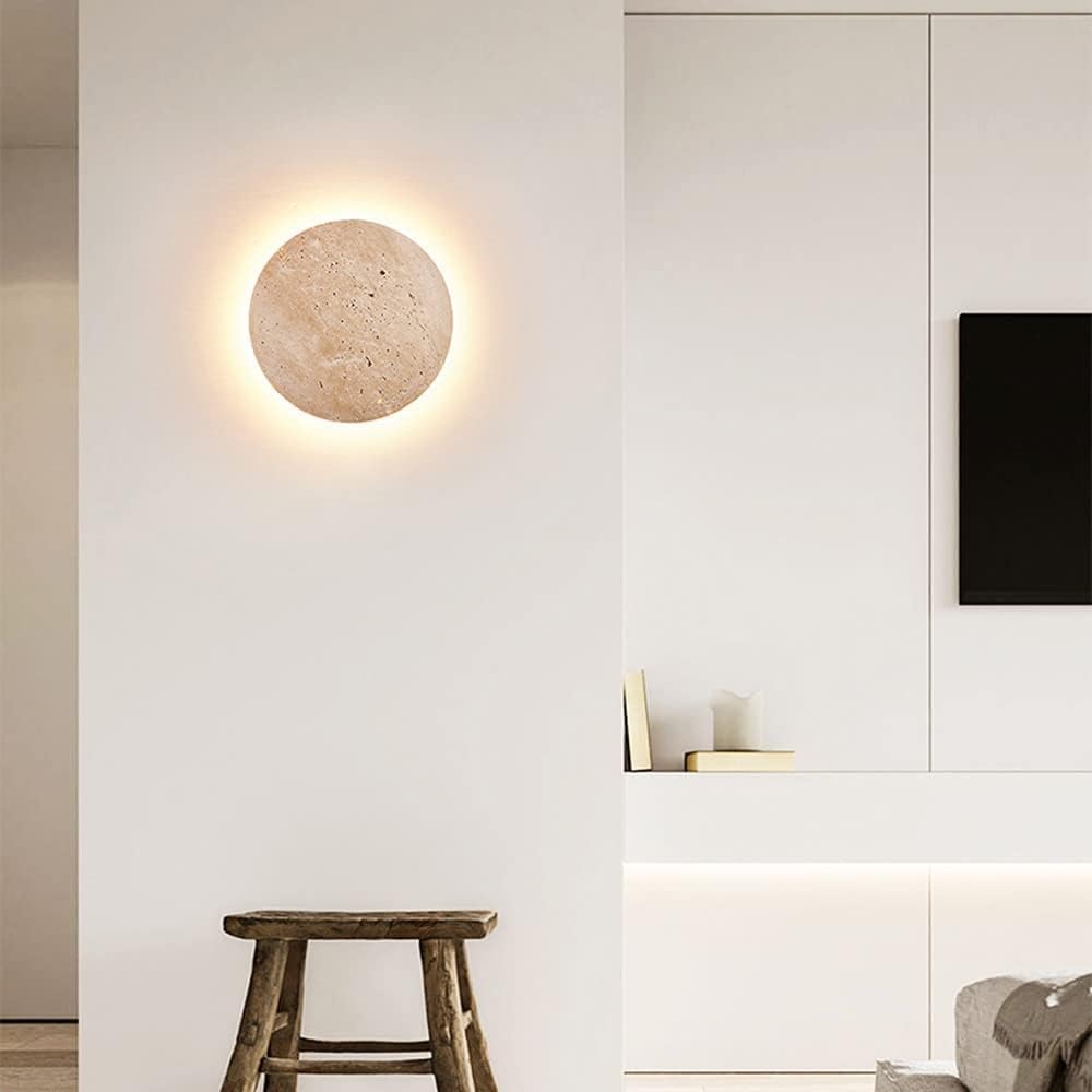 Amber Loft Travertine Round Sconce Wall Light T2109