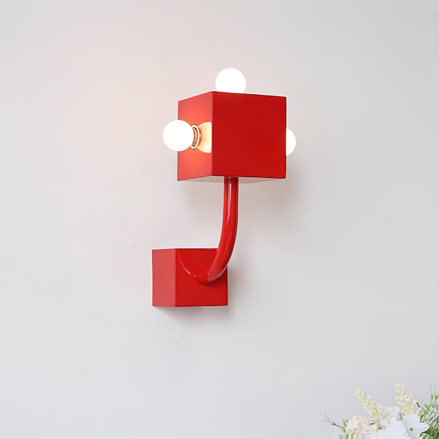 Red Cube Metal Wall Lamp M239