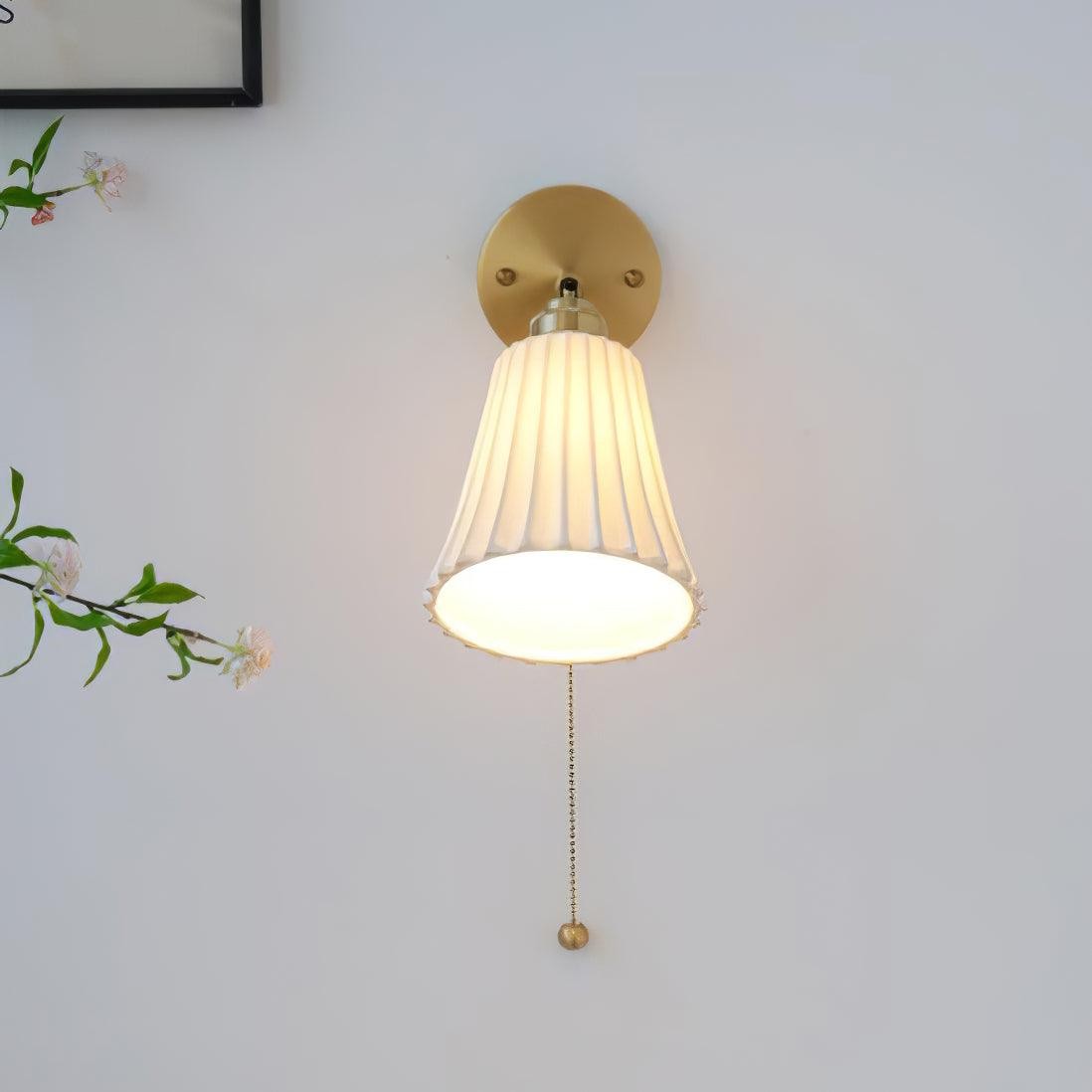 Modern Pull Cord Metal Ceramics Indoor Wall Lamp for Bedroom M401