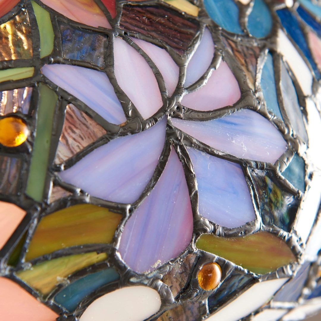 TF Sullivan Tiffany Floor Lamp - Floral Stained Glass Design for Study or Living Room T861