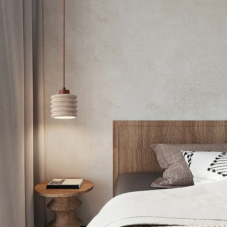 Traditional Retro Cylindrical Solid Wood Pendant Lamp M07