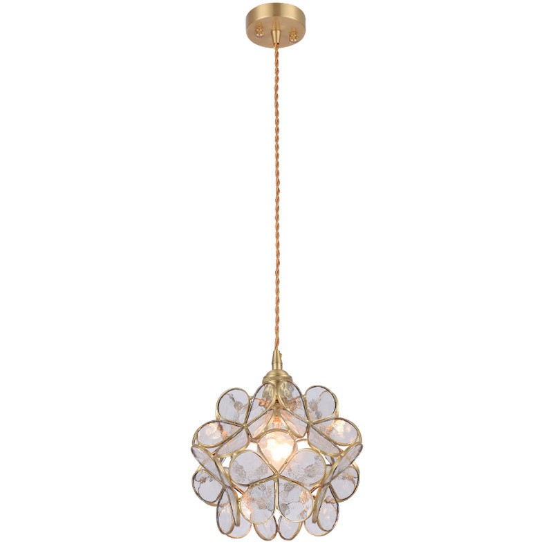 Nordic Brass Flower Petal Glass Pendant Light S10
