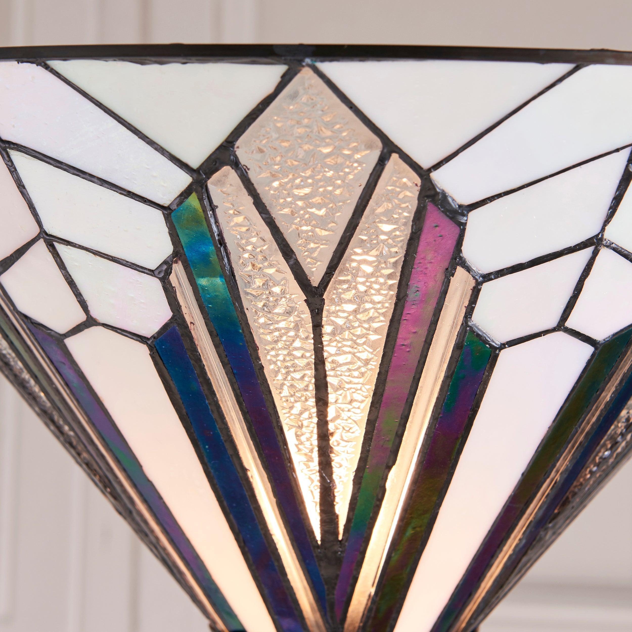 TF Astoria Tiffany Style Uplighter Lamp - Textured Glass Shade for Home and Office Ambience T1051