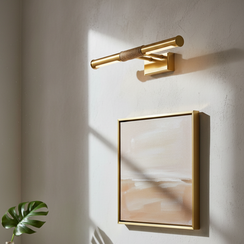 Aurix Picture Light - Slim Wrapped‑Center Bar Design Metal Finish Wall Lamp for Gallery T602