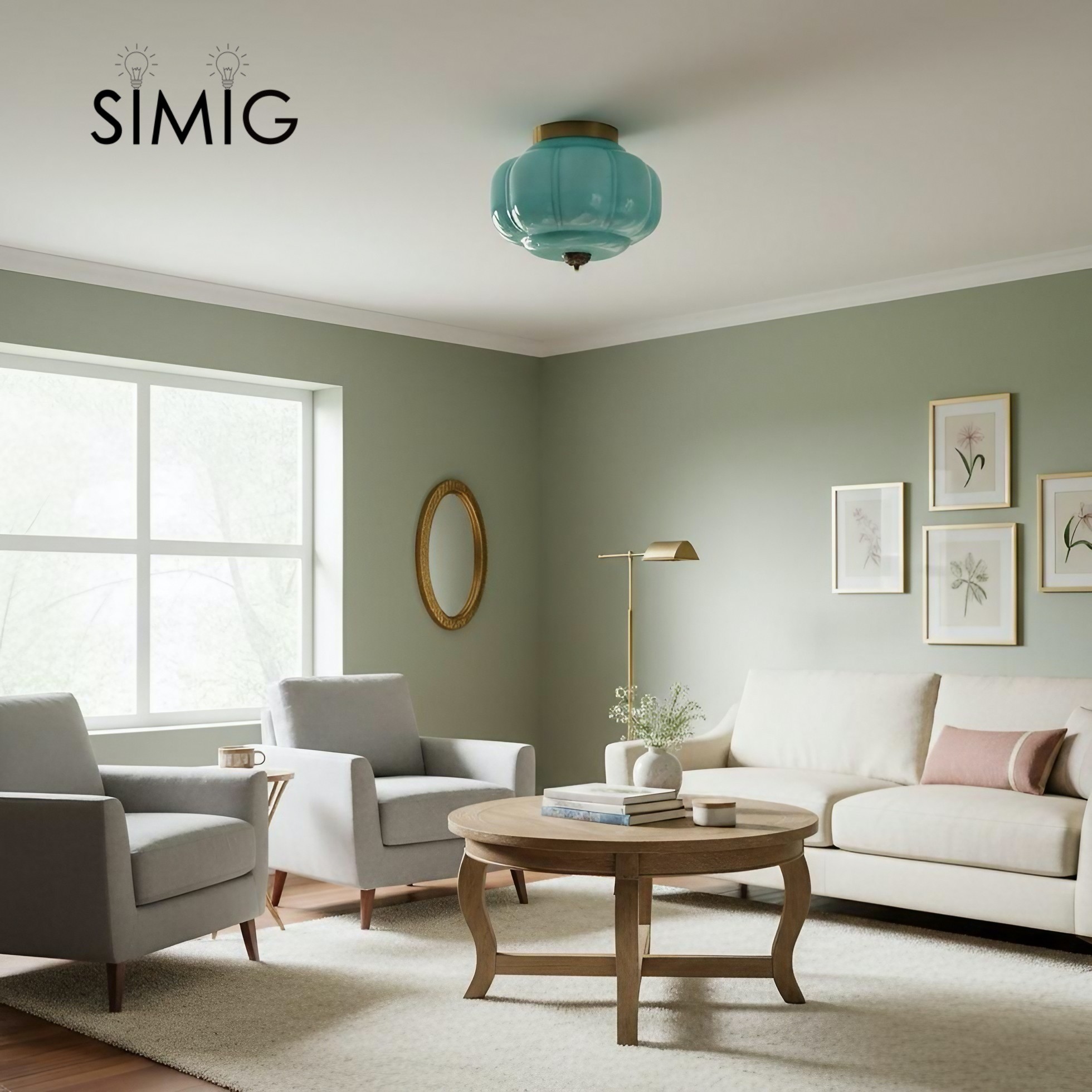 Eloise Ceiling Light - Elegant Retro Brass Ceiling Light for Living Room G55